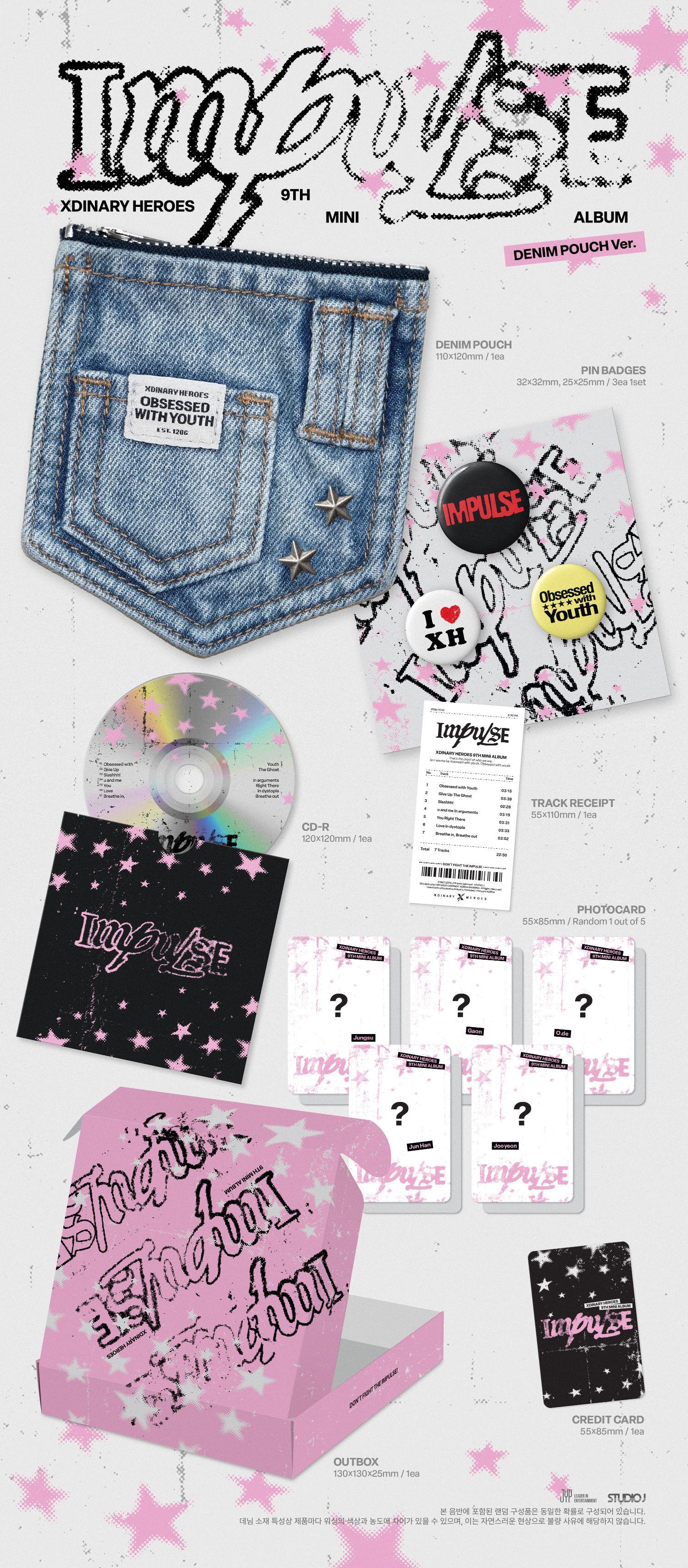 Xdinary Heroes (엑스디너리 히어로즈) - 미니 9집 [IMPULSE] (DENIM POUCH ver.) 상세 이미지 1