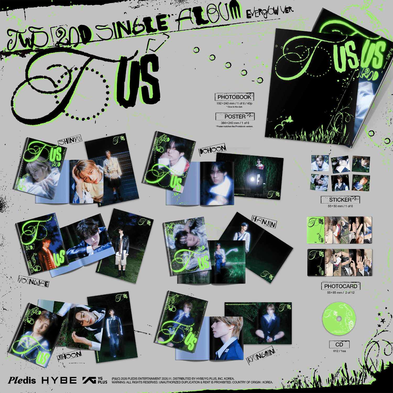 TWS (투어스) - 2집 싱글 [TO US] (Everglow ver.) (6종 중 1종 랜덤발송) 상세 이미지 1