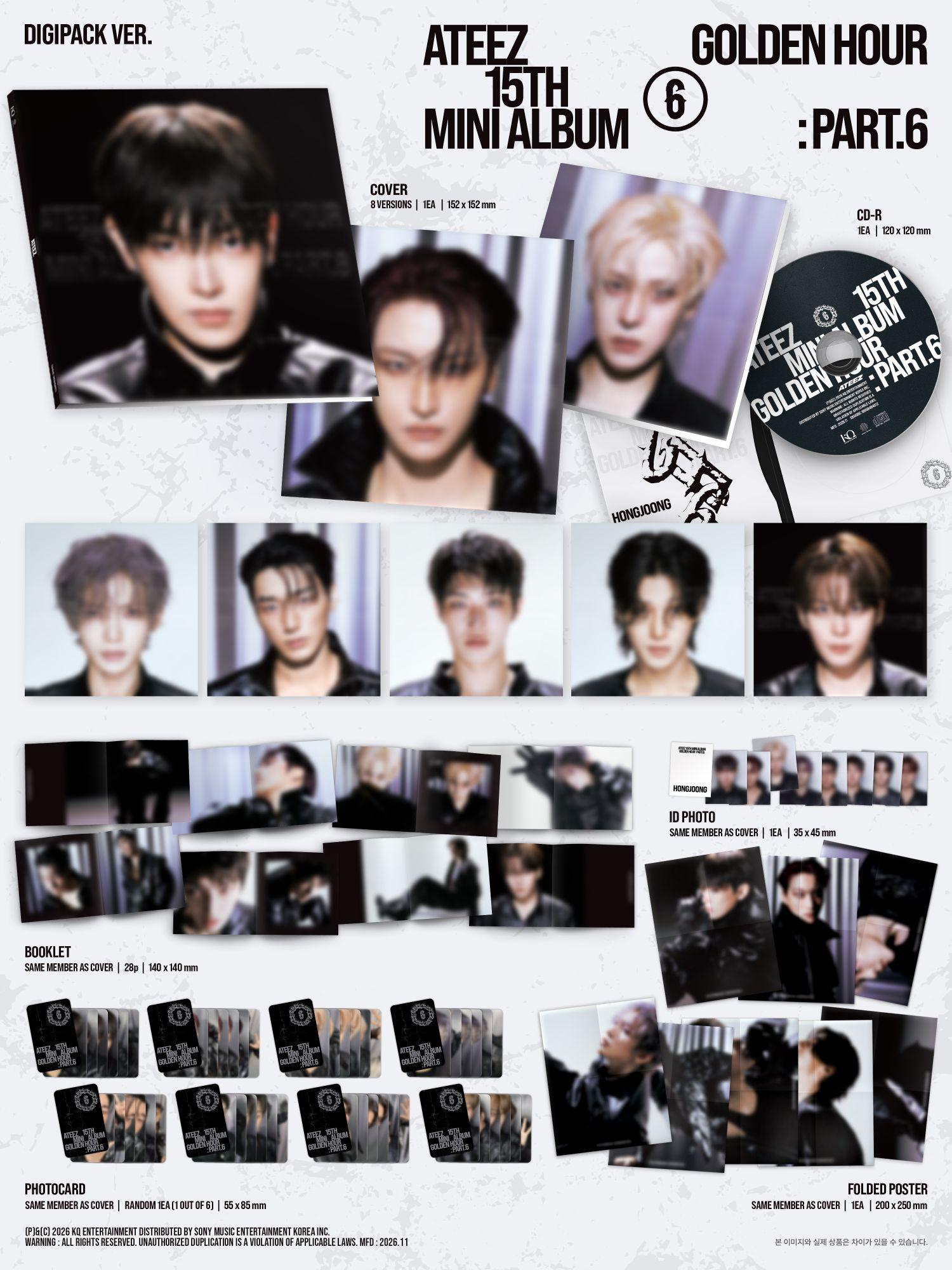 에이티즈 (ATEEZ) - 미니 15집 [GOLDEN HOUR : Part.6] (DIGIPACK ver.) (8종 중 1종 랜덤발송) 상세 이미지 1