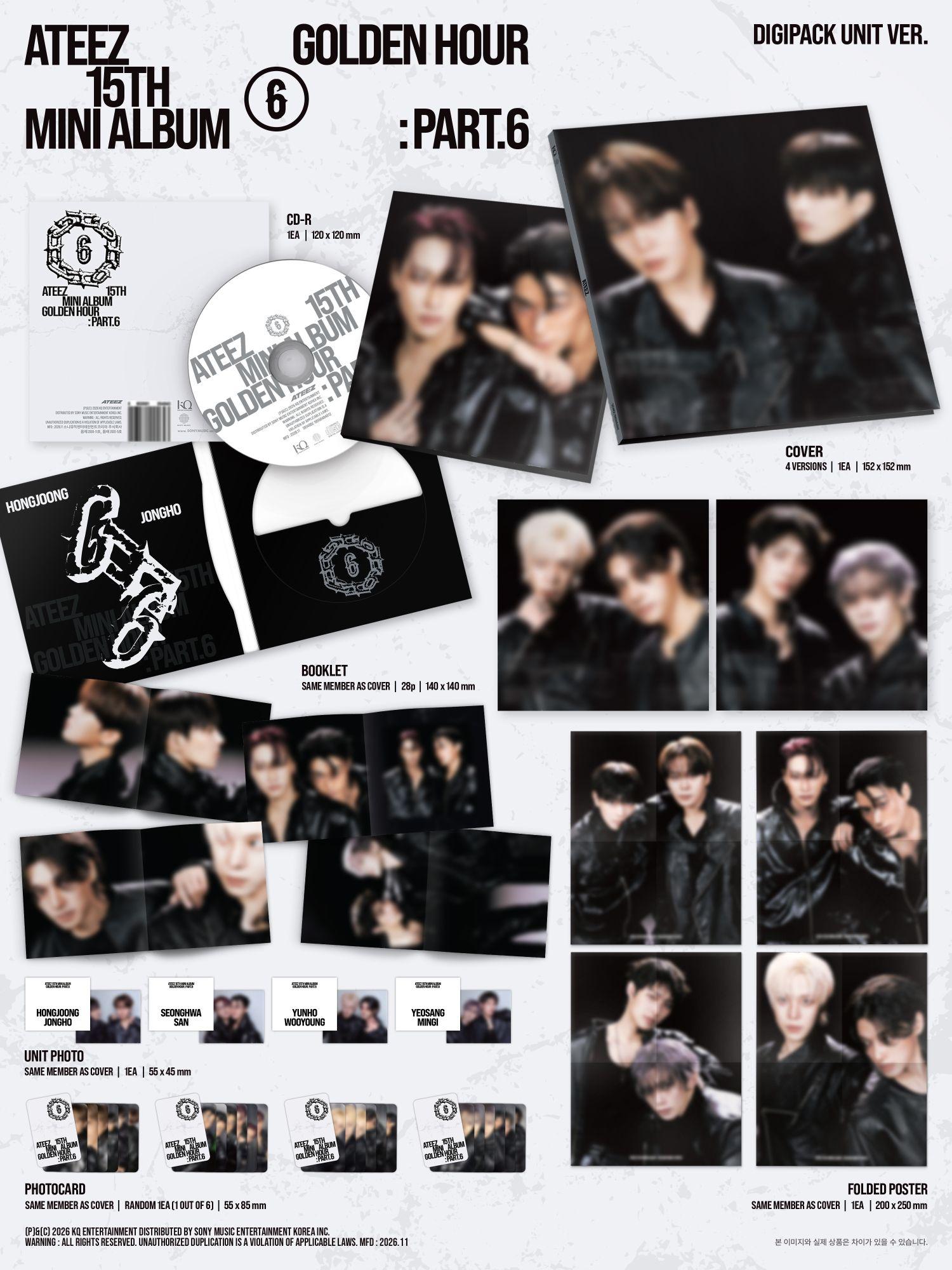 에이티즈 (ATEEZ) - 미니 15집 [GOLDEN HOUR : Part.6] (DIGIPACK UNIT ver.) (4종 중 1종 랜덤발송) 상세 이미지 1
